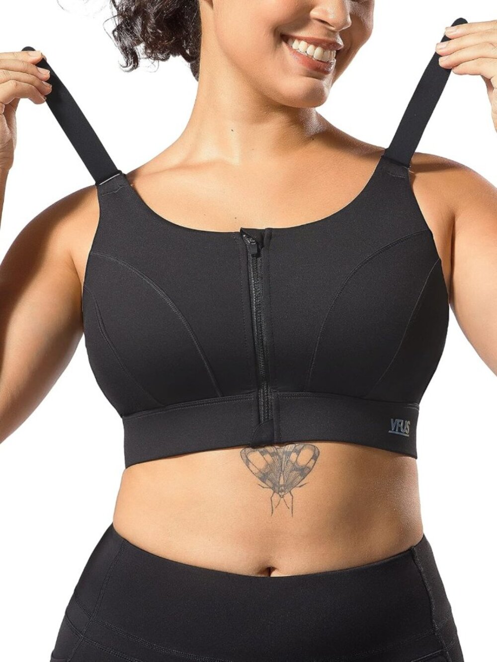 Adjustable Zip Front Sports Bra for Women | High Impact, Full Coverage, Padded